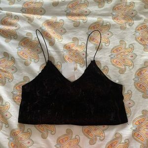 NWT Black Velour Crop Top